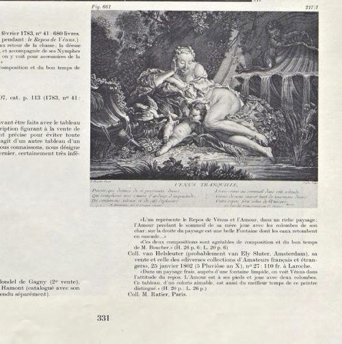 François Boucher (Paris 1703–1770) Amour jouant avec deux colombes Wildenstein 1976, Bd. I, S. 332, Nr. 217/2, Abb. 662 und 1980, S. 103, Nr. 223