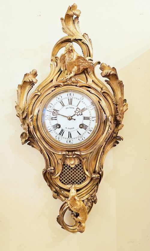 Carteluhr Der Hahn und der Fuchs La Fontaine Rokoko Frankreich Louis XV um 1765 signiert Bunon á Paris