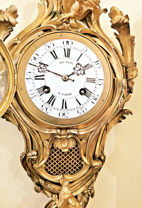 Carteluhr Der Hahn und der Fuchs La Fontaine Rokoko Frankreich Louis XV um 1765 signiert Bunon á Paris