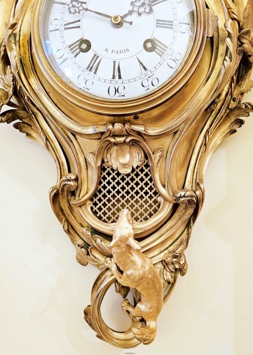 Carteluhr Der Hahn und der Fuchs La Fontaine Rokoko Frankreich Louis XV um 1765 signiert Bunon á Paris