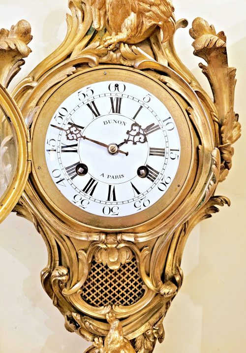 Carteluhr Der Hahn und der Fuchs La Fontaine Rokoko Frankreich Louis XV um 1765 signiert Bunon á Paris