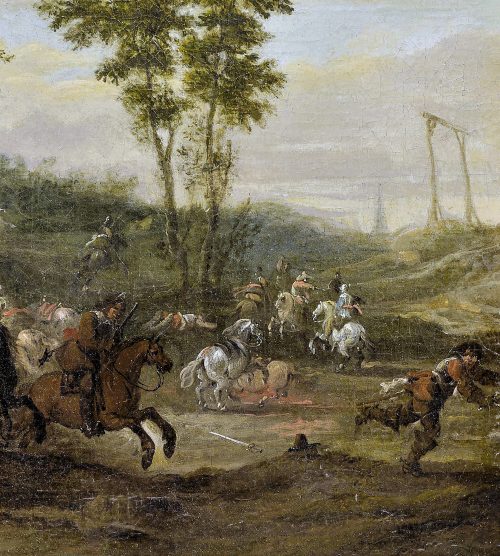 Pieter Meulener 1602-1654 Schlachtenszene monogrammiert und datiert