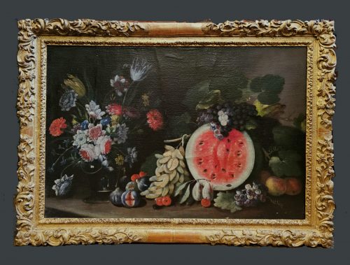 Alternative view of Giovanni Battista Ruoppolo 1629-1693 attr. Großes Stilleben mit Wassermelone - Expertise Dr. Fred Meijer Amsterdam