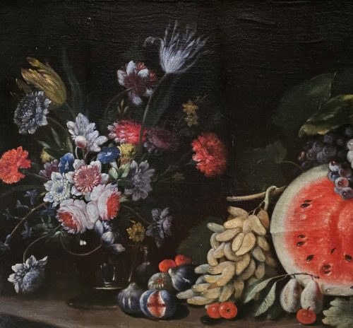Giovanni Battista Ruoppolo 1629-1693 attr. Großes Stilleben mit Wassermelone - Expertise Dr. Fred Meijer Amsterdam