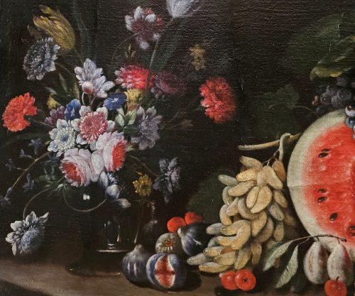 Giovanni Battista Ruoppolo 1629-1693 attr. Großes Stilleben mit Wassermelone - Expertise Dr. Fred Meijer Amsterdam