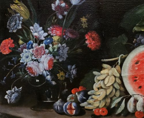Giovanni Battista Ruoppolo 1629-1693 attr. Großes Stilleben mit Wassermelone - Expertise Dr. Fred Meijer Amsterdam