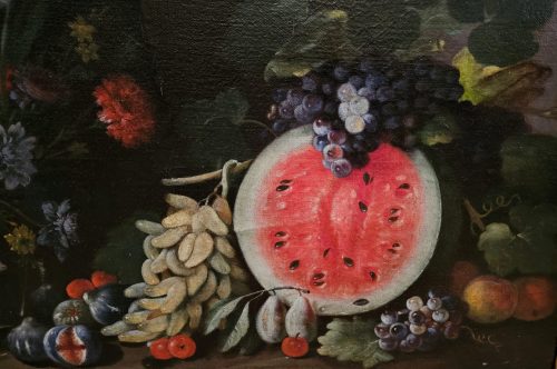 Giovanni Battista Ruoppolo 1629-1693 attr. Großes Stilleben mit Wassermelone - Expertise Dr. Fred Meijer Amsterdam