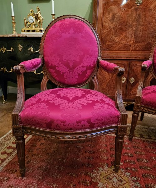 Paar Sessel Fauteuils Klassizismus Louis XVI Frankreich um 1785 gestempelt P.F.JEAN PIERRE FRANCOIS JEAN Maître 5. Oktober 1784