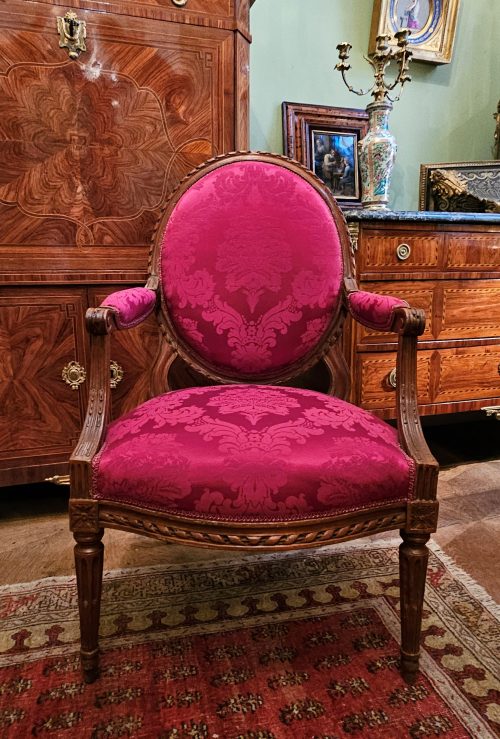 Paar Sessel Fauteuils Klassizismus Louis XVI Frankreich um 1785 gestempelt P.F.JEAN PIERRE FRANCOIS JEAN Maître 5. Oktober 1784
