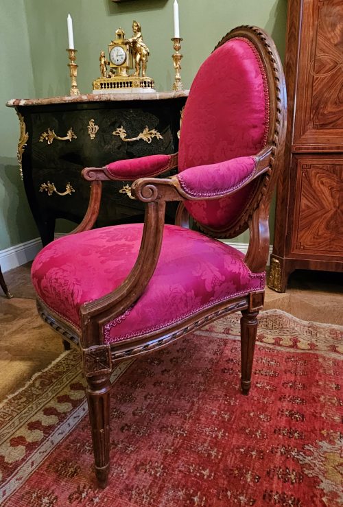 Paar Sessel Fauteuils Klassizismus Louis XVI Frankreich um 1785 gestempelt P.F.JEAN PIERRE FRANCOIS JEAN Maître 5. Oktober 1784