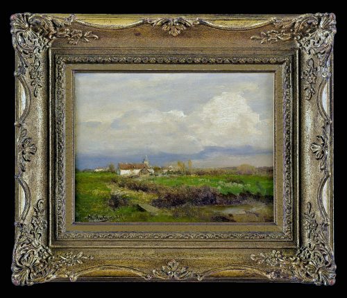 Alternative view of Heinrich Hartung 1851-1919  Bauernhof in einer weiten Landschaft - signiert : H.Hartung Ddf.