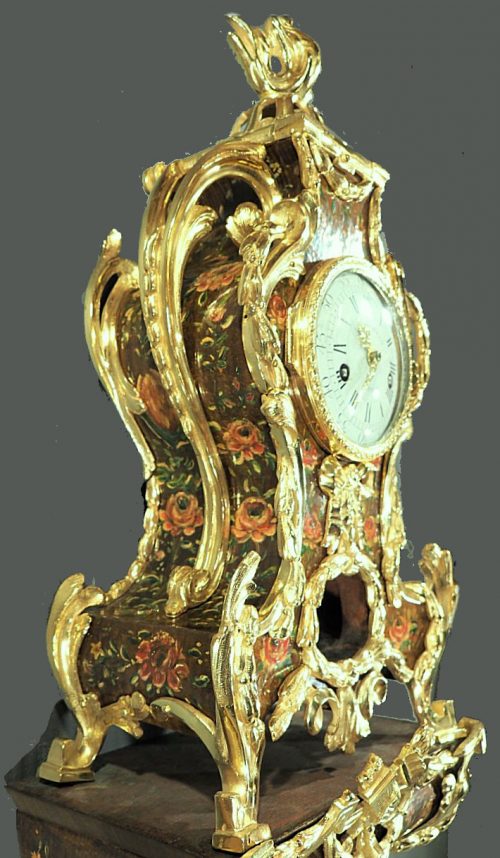 Carteluhr vernis Martin Frankreich Transition Rokoko um 1765 gestempelt JME signiert JULIEN JOLLY A PARIS