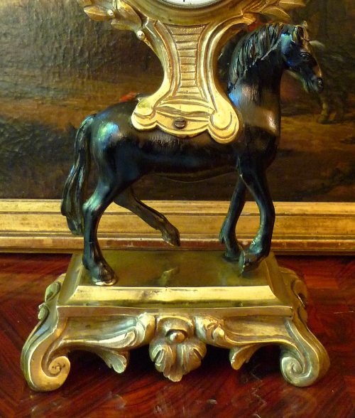 Tischuhr Pendule Pferd Frankreich Louis XVI um 1780 signiert Milot a Paris