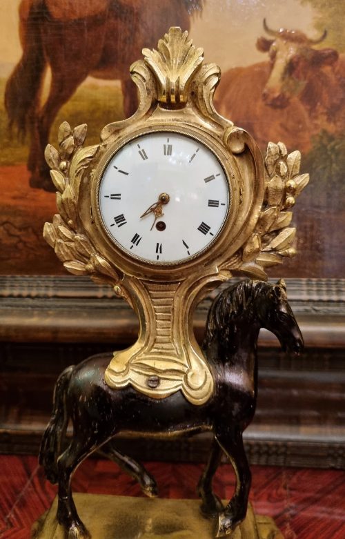 Tischuhr Pendule Pferd Frankreich Louis XVI um 1780 signiert Milot a Paris