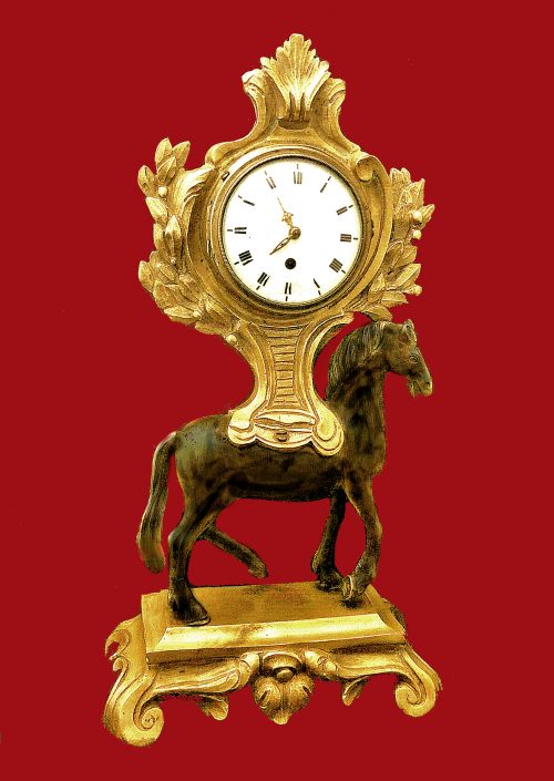 Tischuhr Pendule Pferd Frankreich Louis XVI um 1780 signiert Milot a Paris