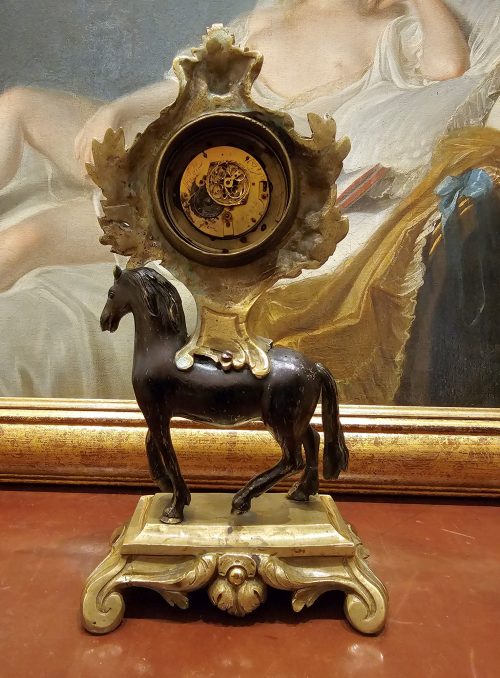 Tischuhr Pendule Pferd Frankreich Louis XVI um 1780 signiert Milot a Paris