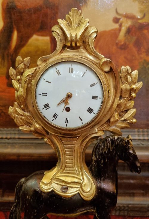 Tischuhr Pendule Pferd Frankreich Louis XVI um 1780 signiert Milot a Paris