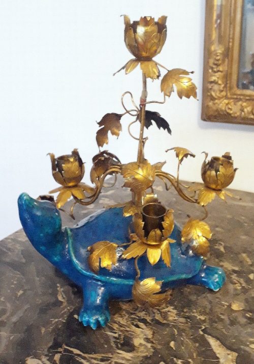 Alternative view of Kerzenständer Schildkröte Japan Meiji/Taisho 19.Jh. - Montierung Frankreich 19.Jh.