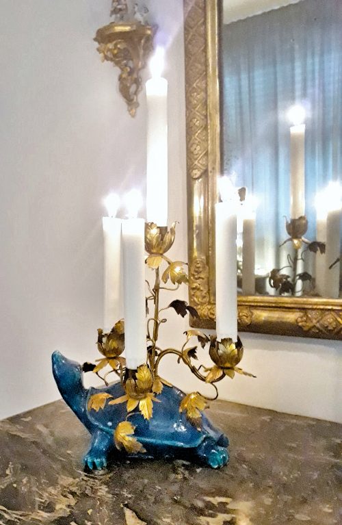 Kerzenständer Schildkröte Japan Meiji/Taisho 19.Jh. - Montierung Frankreich 19.Jh.