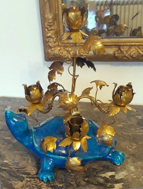 Kerzenständer Schildkröte Japan Meiji/Taisho 19.Jh. - Montierung Frankreich 19.Jh.