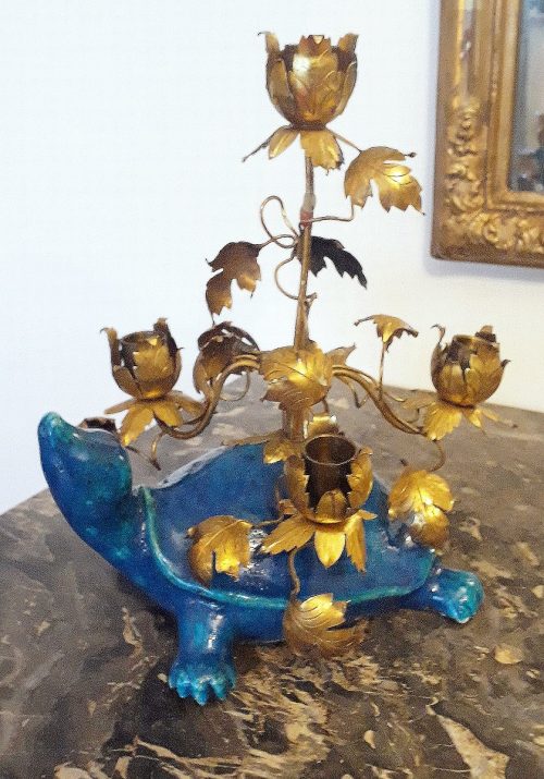 Kerzenständer Schildkröte Japan Meiji/Taisho 19.Jh. - Montierung Frankreich 19.Jh.