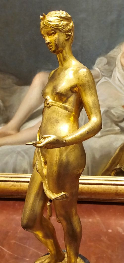 Alternative view of Diana feuervergoldete Bronze auf Marmorsäule Frankreich Empire um 1825