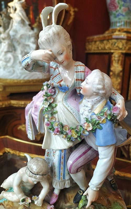 Meißen Porzellan um 1780 « Die zerbrochene Brücke » Michel Victor Acier