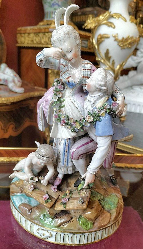 Meißen Porzellan um 1780 « Die zerbrochene Brücke » Michel Victor Acier