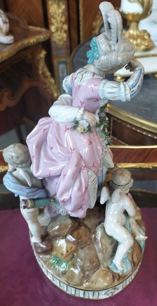 Meißen Porzellan um 1780 « Die zerbrochene Brücke » Michel Victor Acier