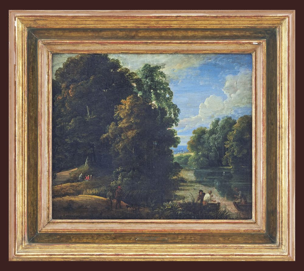Jacques D’Arthois & David Teniers II (Brüssel 1613 – 1686 und Antwerpen 1610 – Brüssel 1690) Flusslandschaft mit Figurenstaffage signiert