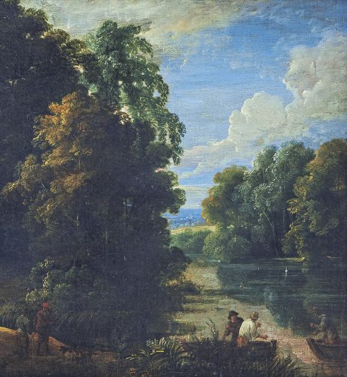 Alternative view of Jacques D’Arthois & David Teniers II (Brüssel 1613 – 1686 und Antwerpen 1610 – Brüssel 1690) Flusslandschaft mit Figurenstaffage signiert