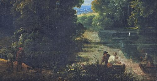 Jacques D’Arthois & David Teniers II (Brüssel 1613 – 1686 und Antwerpen 1610 – Brüssel 1690) Flusslandschaft mit Figurenstaffage signiert