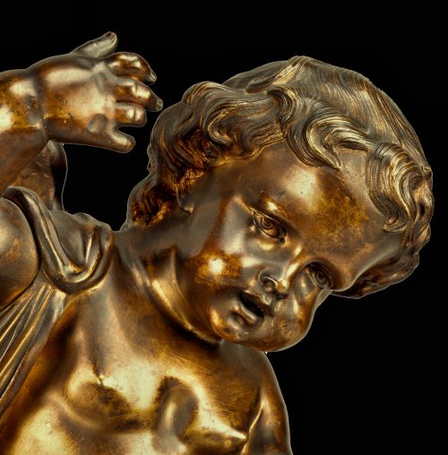 Paar Bronzeplastiken Rokoko Sitzende Engel Jean-Baptiste Pigalle Louis XV um 1750