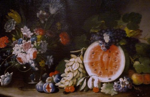 Giovanni Battista Ruoppolo 1629-1693 attr. Großes Stilleben mit Wassermelone - Expertise Dr. Fred Meijer Amsterdam
