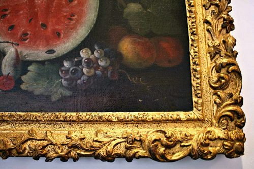 Giovanni Battista Ruoppolo 1629-1693 attr. Großes Stilleben mit Wassermelone - Expertise Dr. Fred Meijer Amsterdam