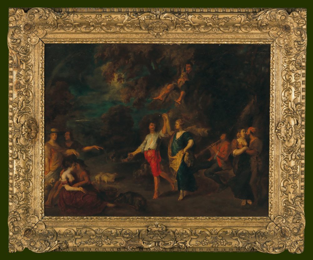 Jan Thomas van Yperen (Ieper 1617–1678 Wien) Tanzende und feiernde vornehme Gesellschaft in einer Waldlandschaft