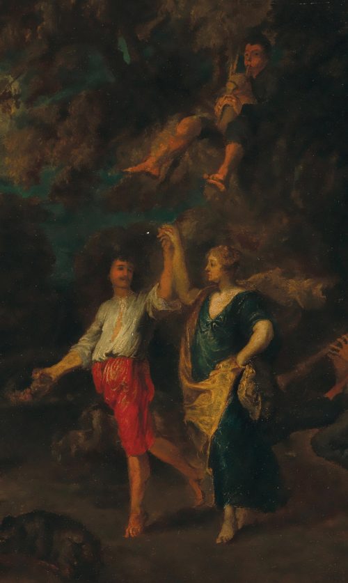 Jan Thomas van Yperen (Ieper 1617–1678 Wien) Tanzende und feiernde vornehme Gesellschaft in einer Waldlandschaft