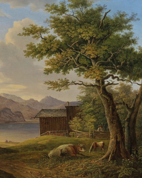 Anton Magg Landshut geb. 1788 Partie aus dem Salzkammergut signiert