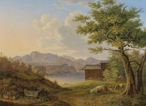 Anton Magg Landshut geb. 1788 Partie aus dem Salzkammergut signiert