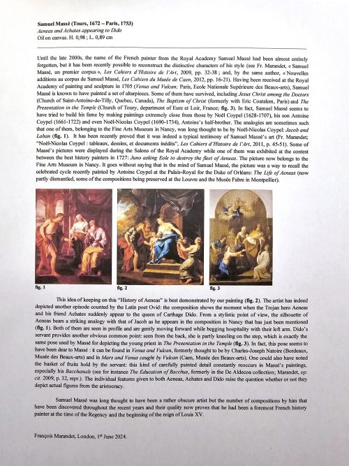 Samuel Massé 1672 Tours – 1753 Paris Aeneas und Achates vor Dido - Expertise Francois Marandet London