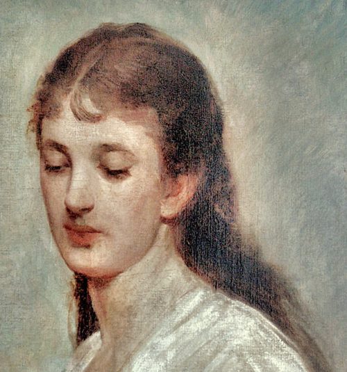 Charles Chaplin 1825-1891 Portrait Einer jungen Frau signiert