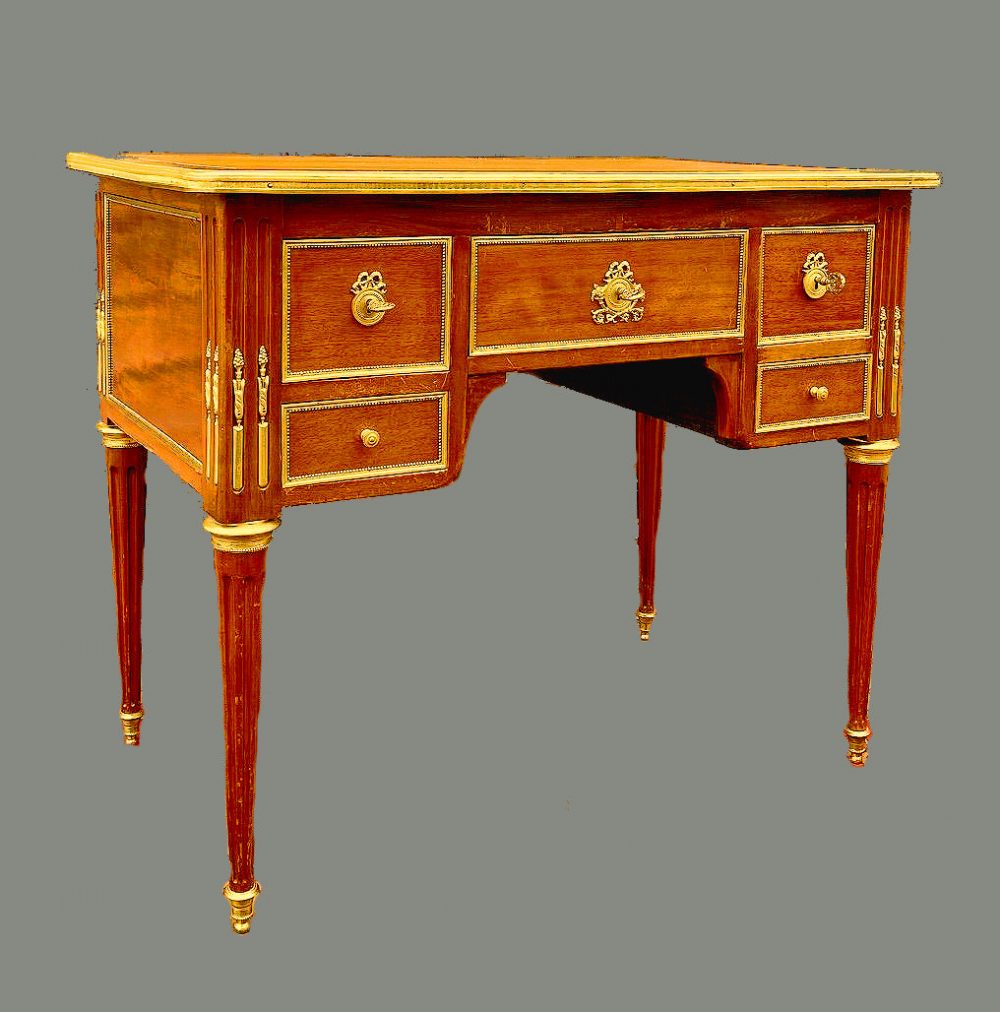 Schreibtisch Klassizismus Bureau Plat Frankreich Louis XVI um 1780 gestempelt CAUMONT