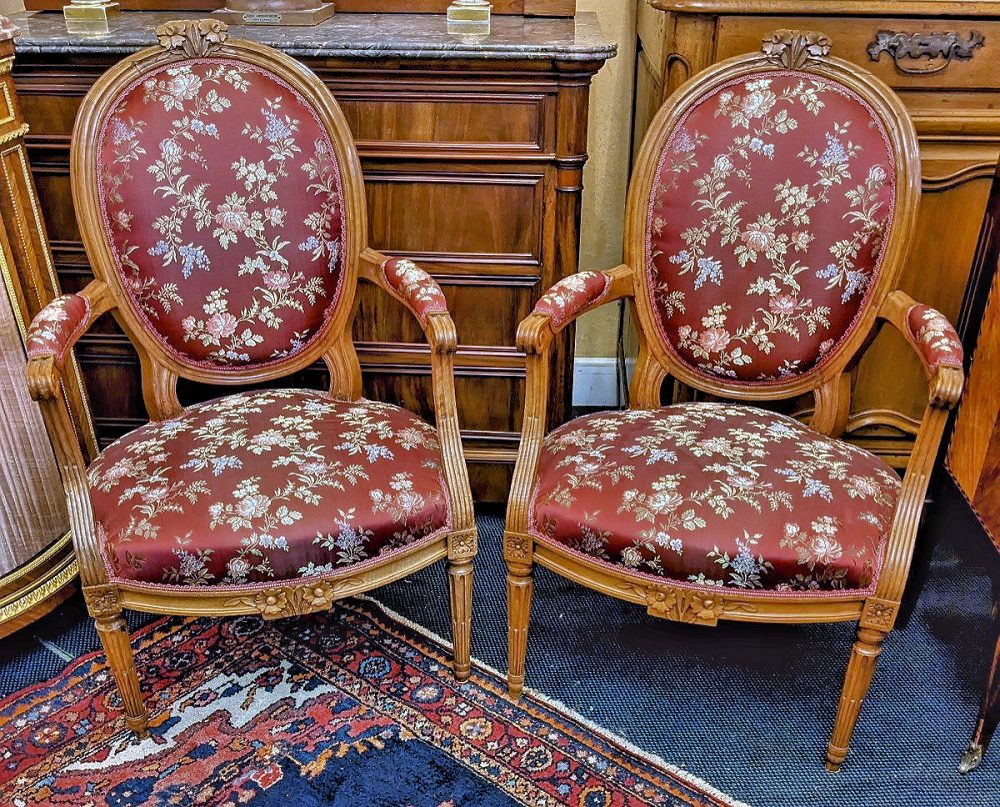 Sessel Klassizismus Paar Fauteuils Frankreich Louis XVI um 1780 gestempelt TILLIARD