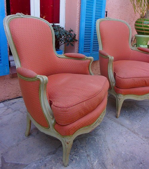 Sessel Rokoko Paar Bergeren Frankreich Louis XV um 1760 gestempelt P.REMY