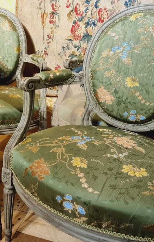 Sessel Klassizismus Fauteuils Frankreich Louis XVI um 1780 gestempelt P.F. SEFERT