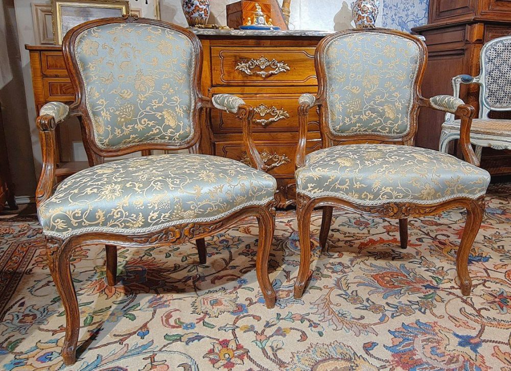 Sessel Rokoko Paar Fauteuils Frankreich Louis XV um1765 gestempelt J.DELAUNAY