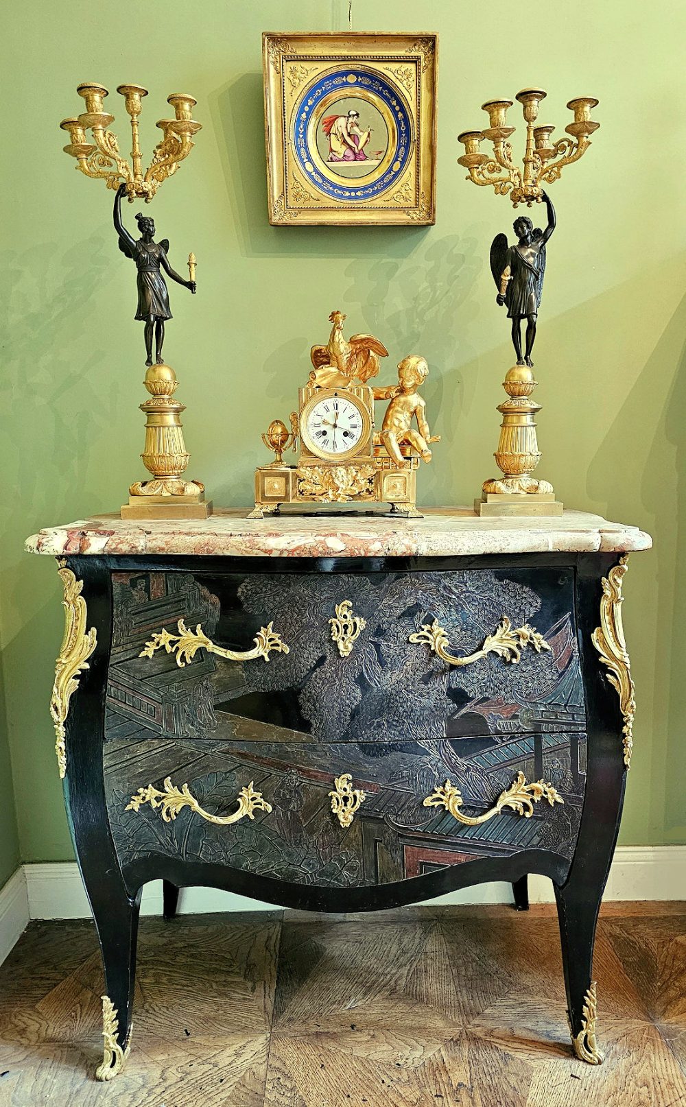 Kommode Rokoko Frankreich Louis XV Koromandellack gestempelt KOFLER