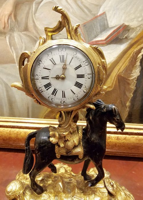 Tischuhr Pendulette Pendule Pferd Frankreich Louis XV um 1750 signiert Isaac et Jean- Jacques Rey à Genève