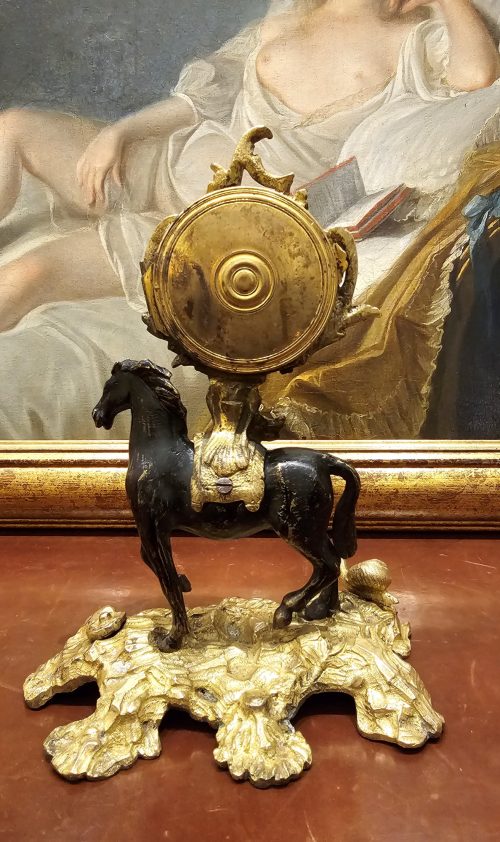 Tischuhr Pendulette Pendule Pferd Frankreich Louis XV um 1750 signiert Isaac et Jean- Jacques Rey à Genève