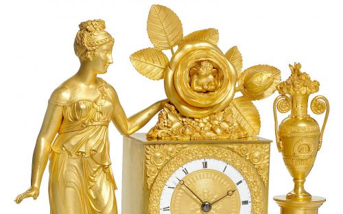 Kaminuhr Empire Pendule Frankreich um 1820 Venus mit Cupido
